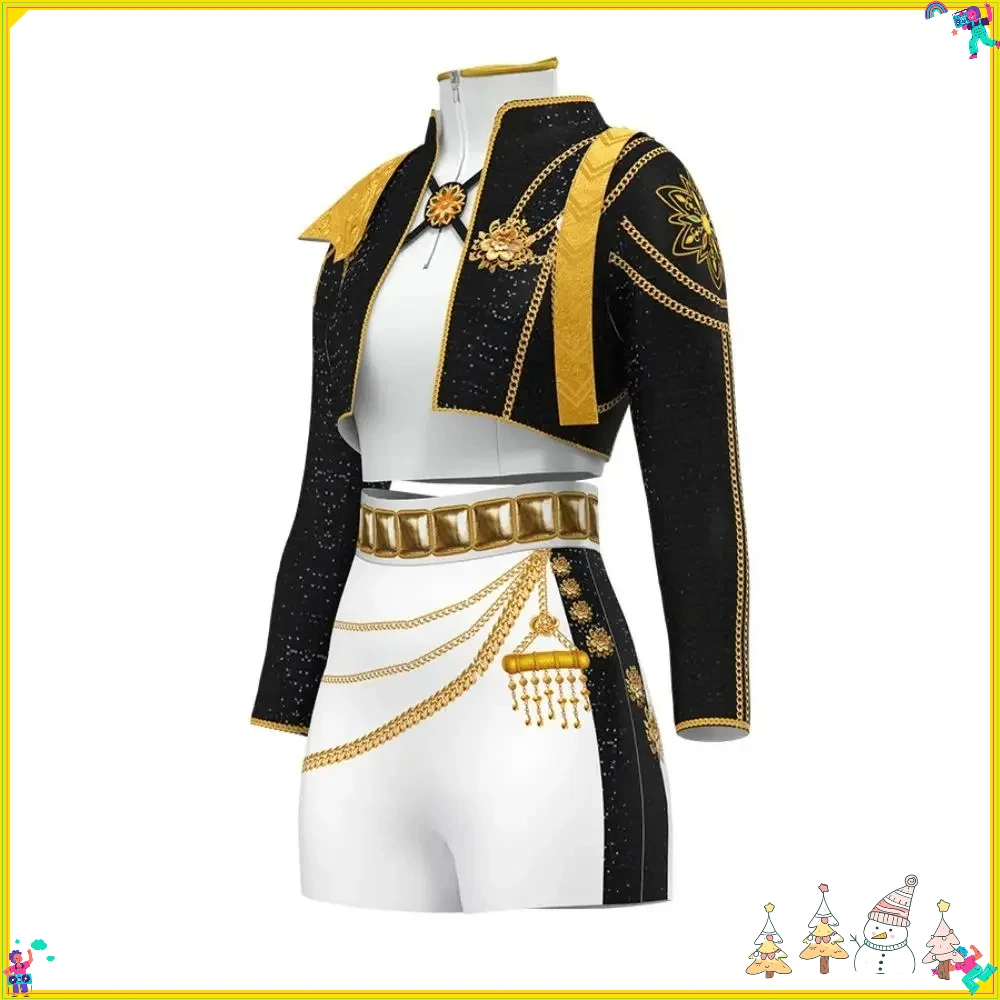 أزياء رومي زوي ميرا شيطان الصيادين Kpop التأثيرية للأطفال البنات ملابس مطبوعة ملابس لعب الأدوار بدلة كرنفال الهالوين