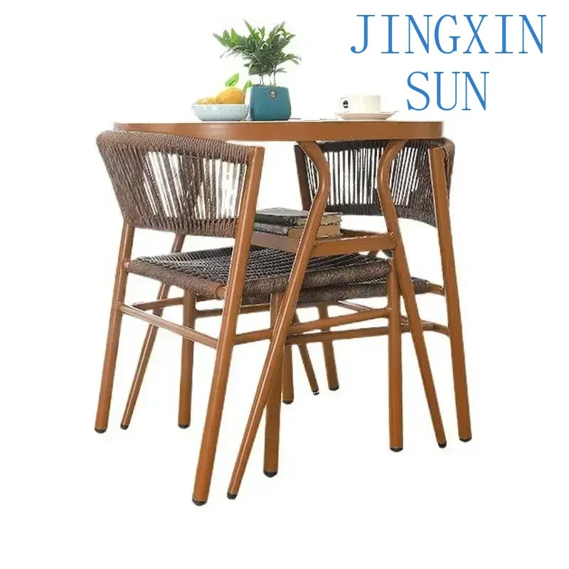 -Outdoor Balcony Table And Chair Rattan Chair Three-piece Simple Leisure Garden Storage One Table And Two Chairs Small Table