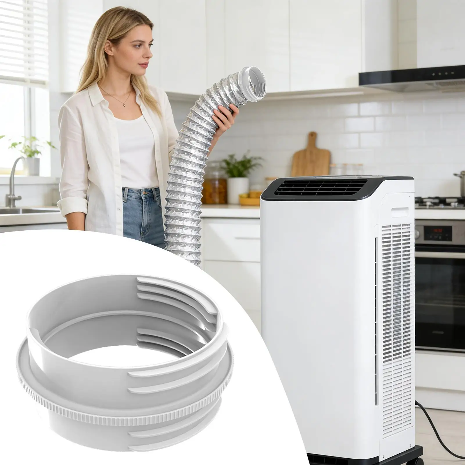 Ac Exhaust Hose Adapter Quick Connection Portable Ac Exhaust Connector Coupler for Home Living Room Window Door Wall Bedroom