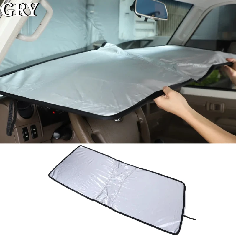 Car Front Windshield Sunshade Sun Protection Visor Sunshade For Toyota LC76 5 Doors 2007-2026 Silver Tape Interior Accessories
