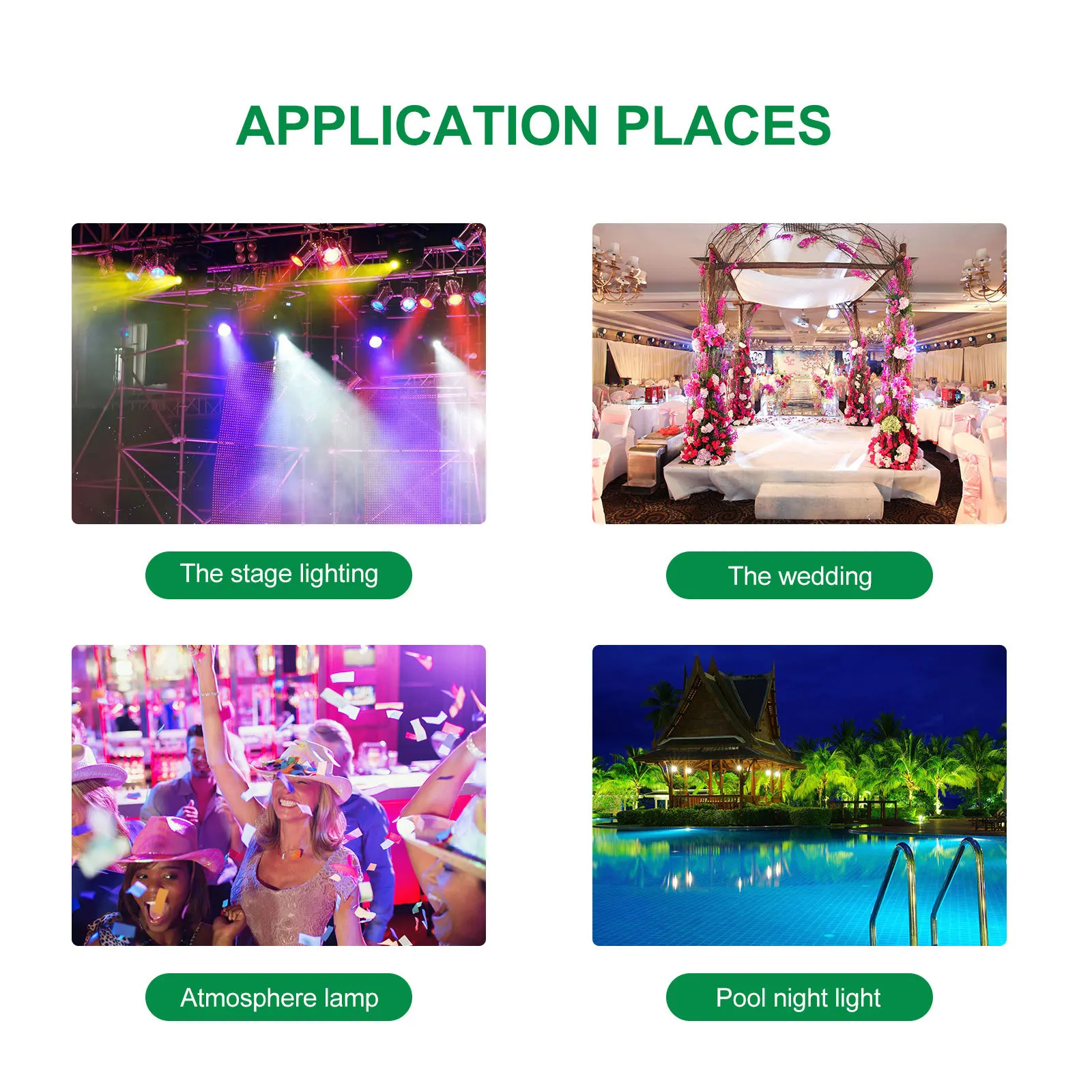 

6Pcs LED Lights Green Waterproof for St Patrick's Day Party Festival Decor Home Garden Church Beach Use