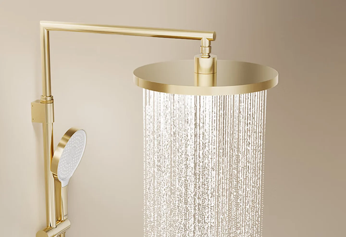 Gold Thermostatic Shower Set Chrome Finish Soft Massage Jet Pause Piano Key Buttons Slide Bar Wall Mount Modern Design Hotel Use