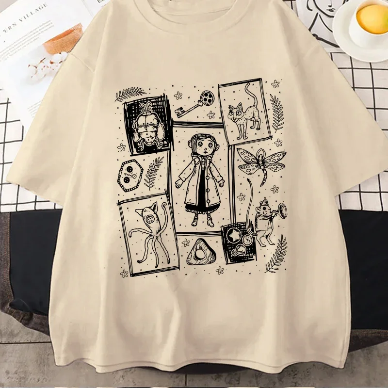 90s Coraline Doll Dreams Y2k Tee Shirt Men Women Vintage Tshirt Horror Movie T-shirt Halloween Graphic Tops Streetwear Clothes