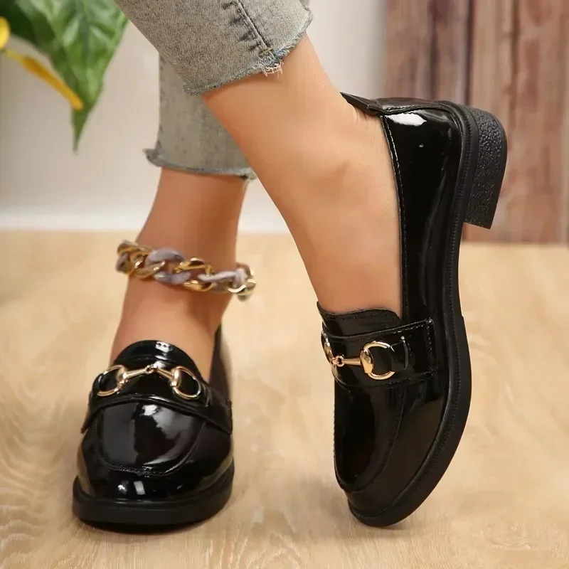 Women's Flat LoafersRetro Round Head Small Leather Shoes Soft Sole Foreign Trade Large Size Trend Zapatos Baratos Liquidaci... image 2