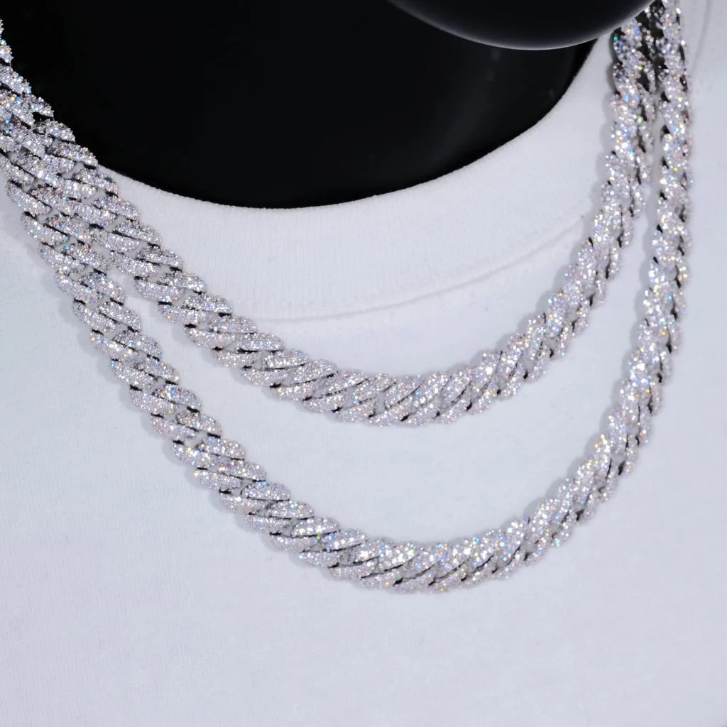 10mm Diamond Cuban Link Chain White Gold/18K Gold Plated Bling 5A+ CZ Necklace Rapper Hip Hop Luxury Jewelry for Men and Women