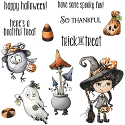 MangoCraft duch Halloween czarownica DIY wykrojniki wyczyść znaczek śliczne Scrapbooking dostarcza metalowe foremki do wycinania silikonowe stemple do karty