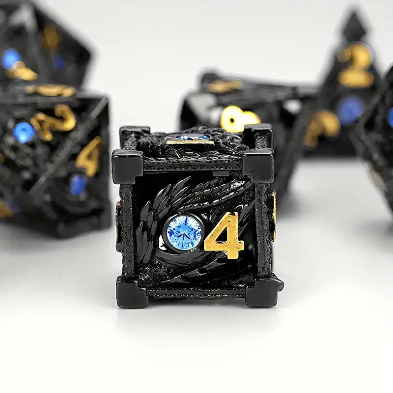 Metal Hollow Dice Hollow Dice With Jade Eyes Eye-stone Gemstone Inlaid Set For DND Tabletop Game Props Krus