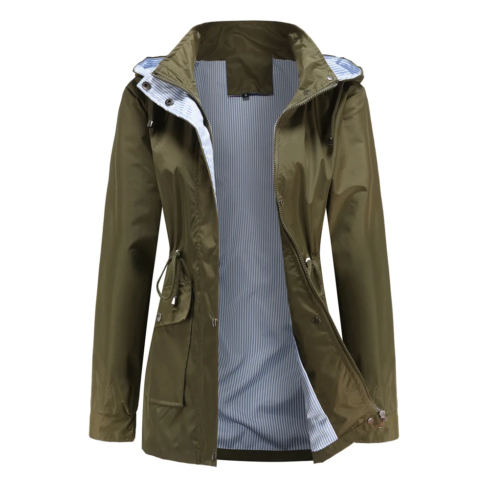 

Autumn and Winter New Women's Casual Trenchcoat Jacket Coats Detachable Hood Trench Coat