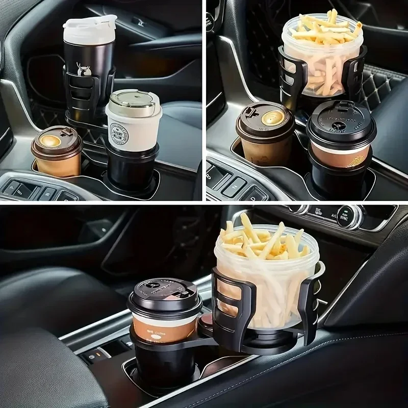 360 Rotating Car Cup Holder Multifunction 4 In 1 Adjustable Dual Cup Holder Expander Adapter  Car Cup Mount Mobile Phone Holder image 4