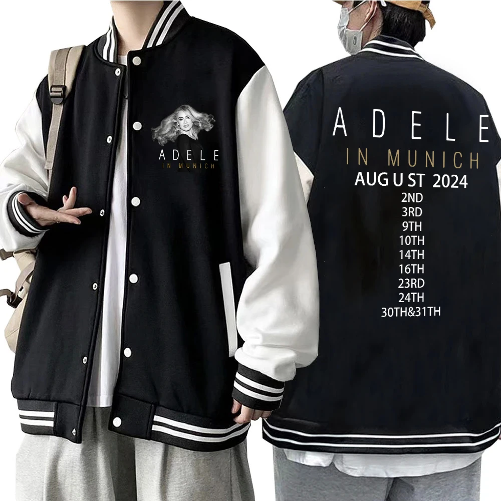 

Adele Munich Tour August 2024 Hoodie Baseball Uniform Jackets Men Women Hip Hop Merch Fashion Coats Streetwear Tops