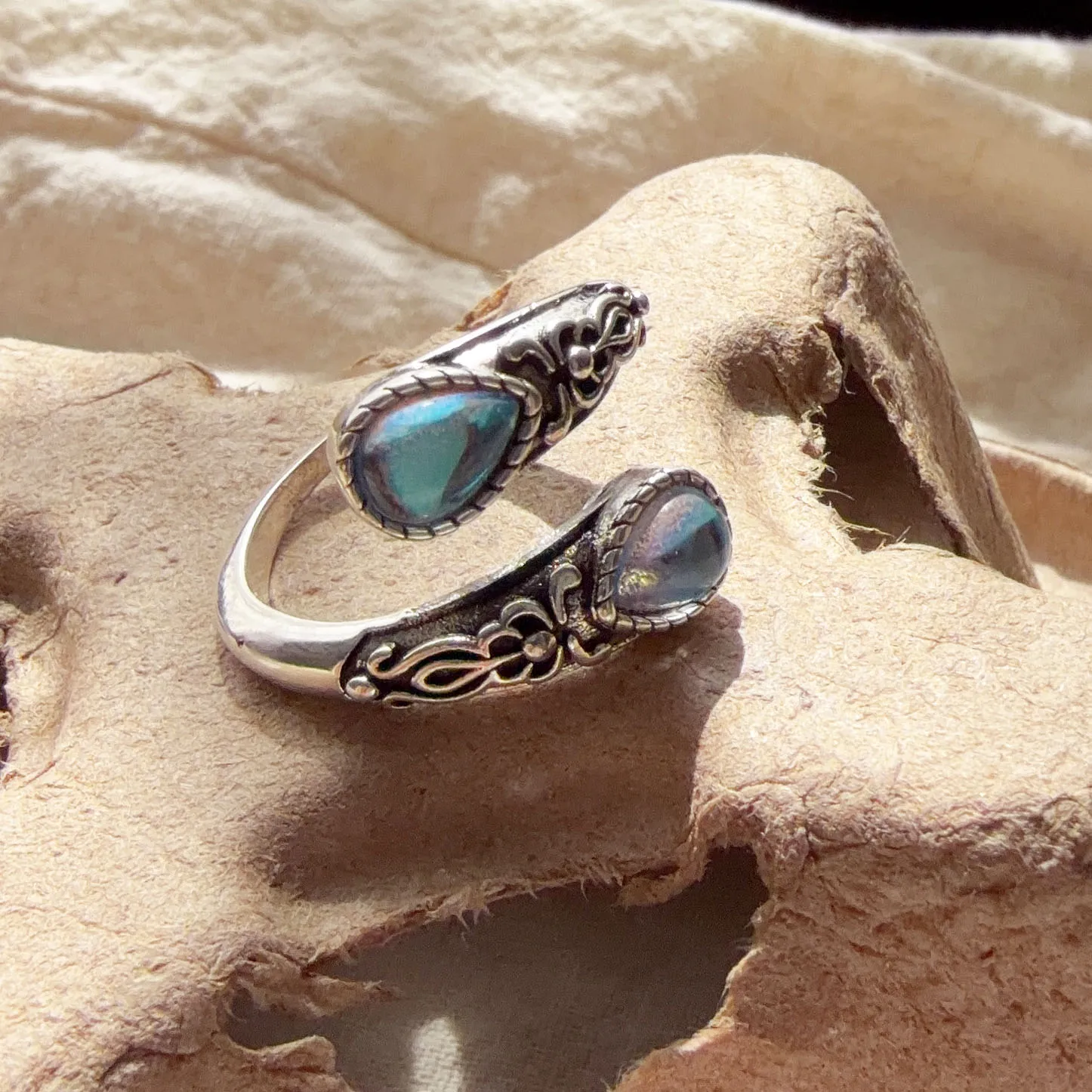925 Sterling Silver Rings For Women Geometric Fine Jewelry Finger Adjustable Vintage BLue Stone Ring For Party Birthday Gift image 5