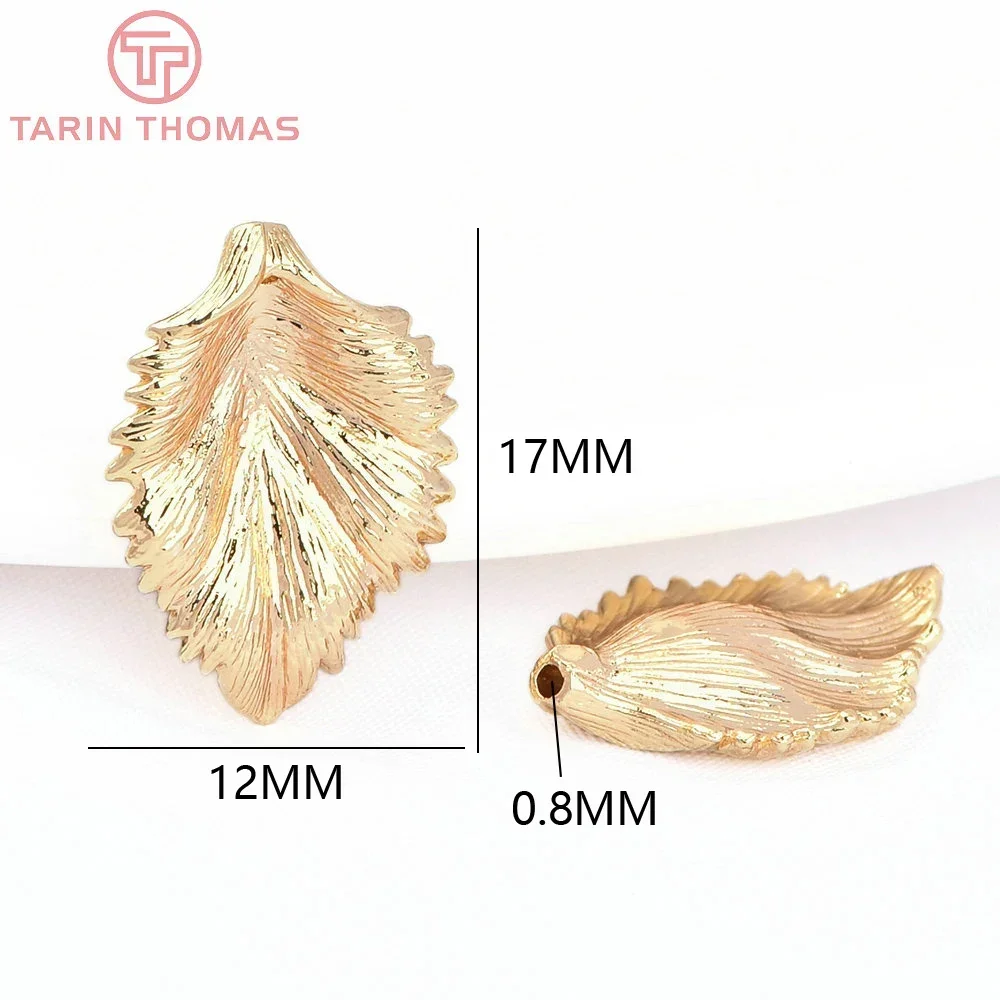 (1886)10PCS 12x17MM 24K Gold Farbe Überzogene Messing Baum Blatt Charms Blätter Perlen Kappen Hohe qualität Diy Schmuck Zubehör Großhandel