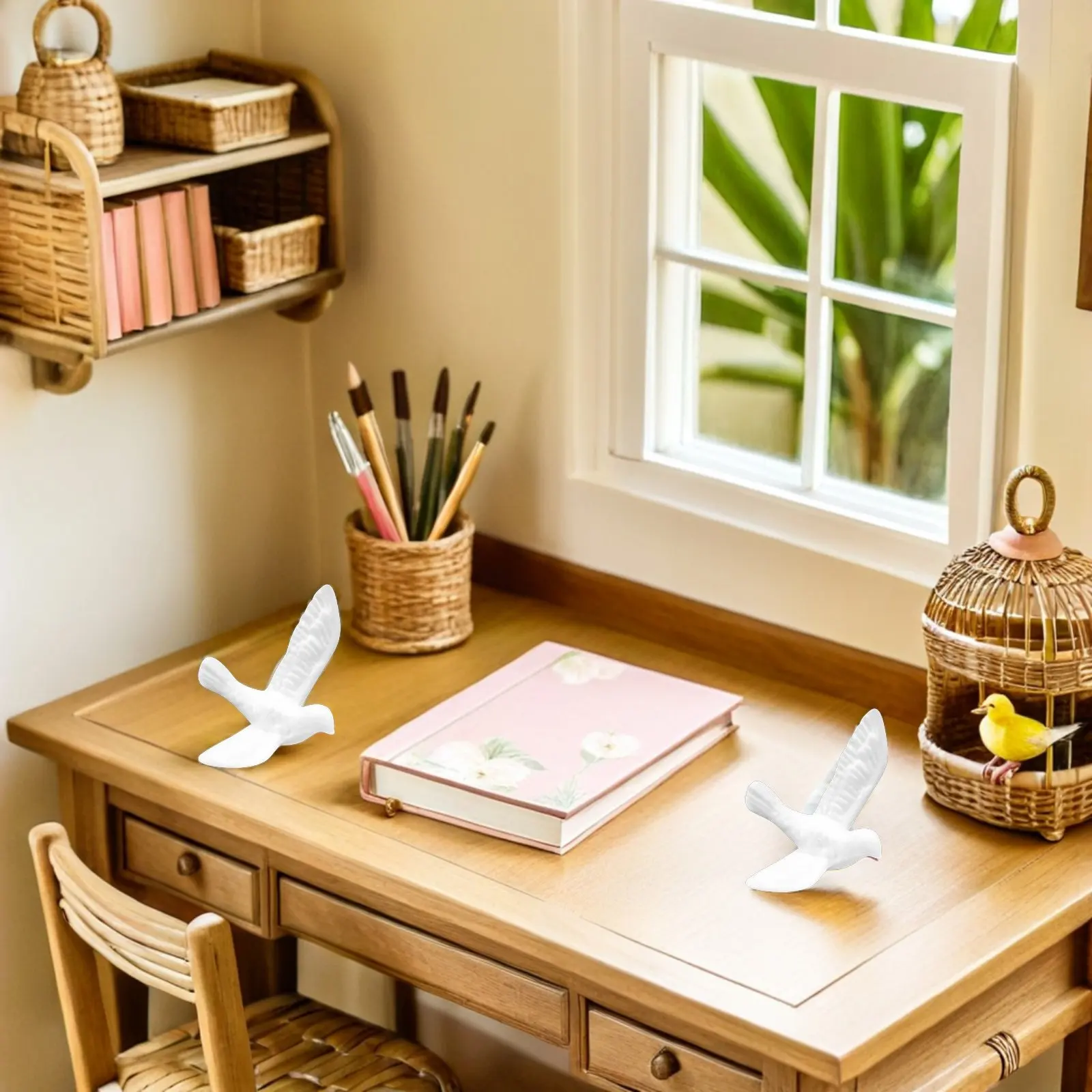 

6Pcs Tiny Resin White Dove Sculpture Elegant Miniature Bird Decoration for Dollhouse Accessories Micro Landscape Home Office