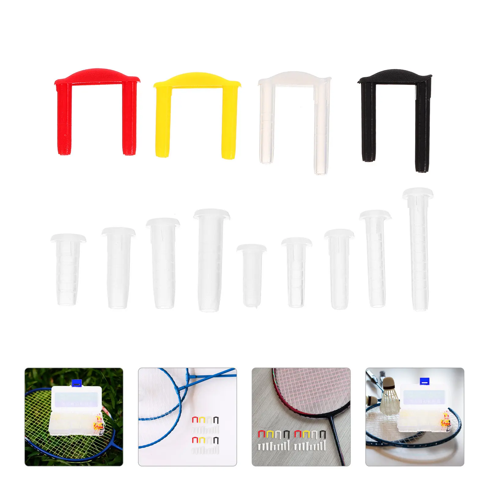 

1 Box Badminton Racket Line Hole Protector Set PU Material Single Double Hole Grommets Connector Pieces Wire Protector Tubing