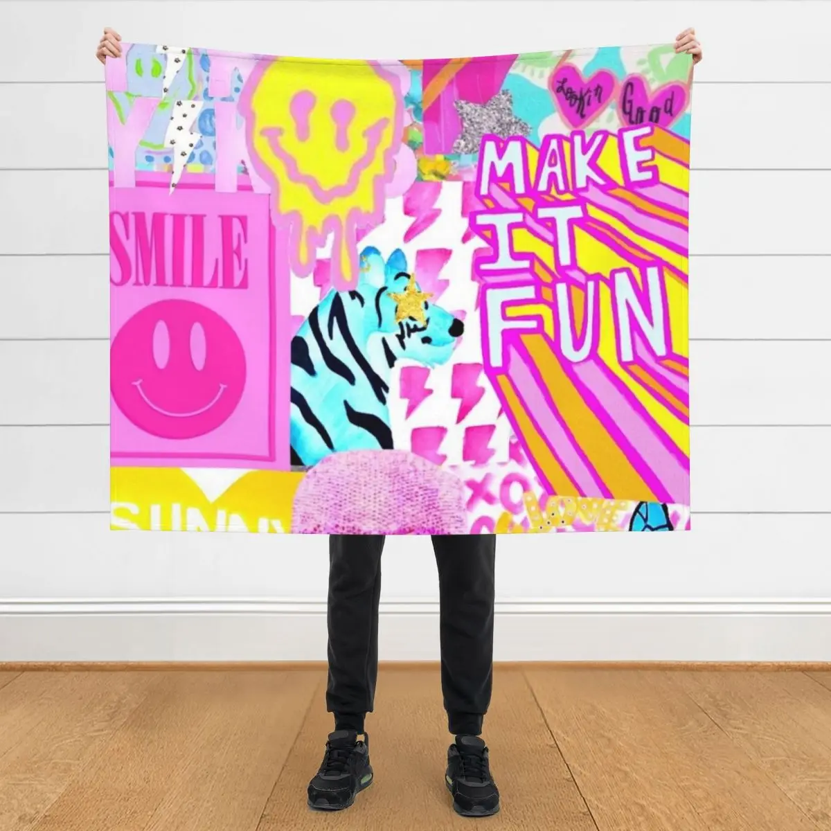 

preppy collage Throw Blanket Custom Quilt warm winter Blankets