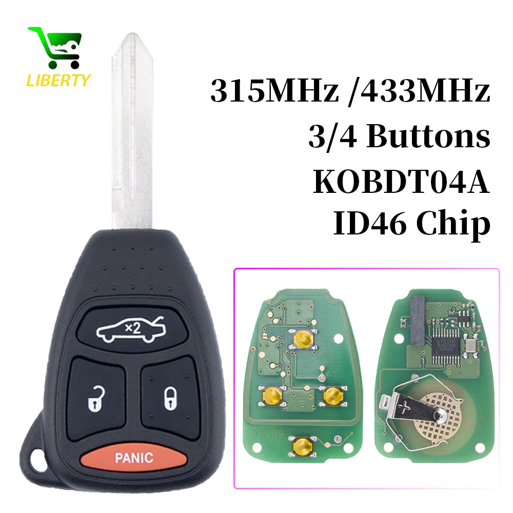 Liberty KOBDT04A ID46 315/433 Mhz Remote Car Key For Dodge RAM JEEP Commander Compass Grand Cherokee Liberty Wrangler Chrysler