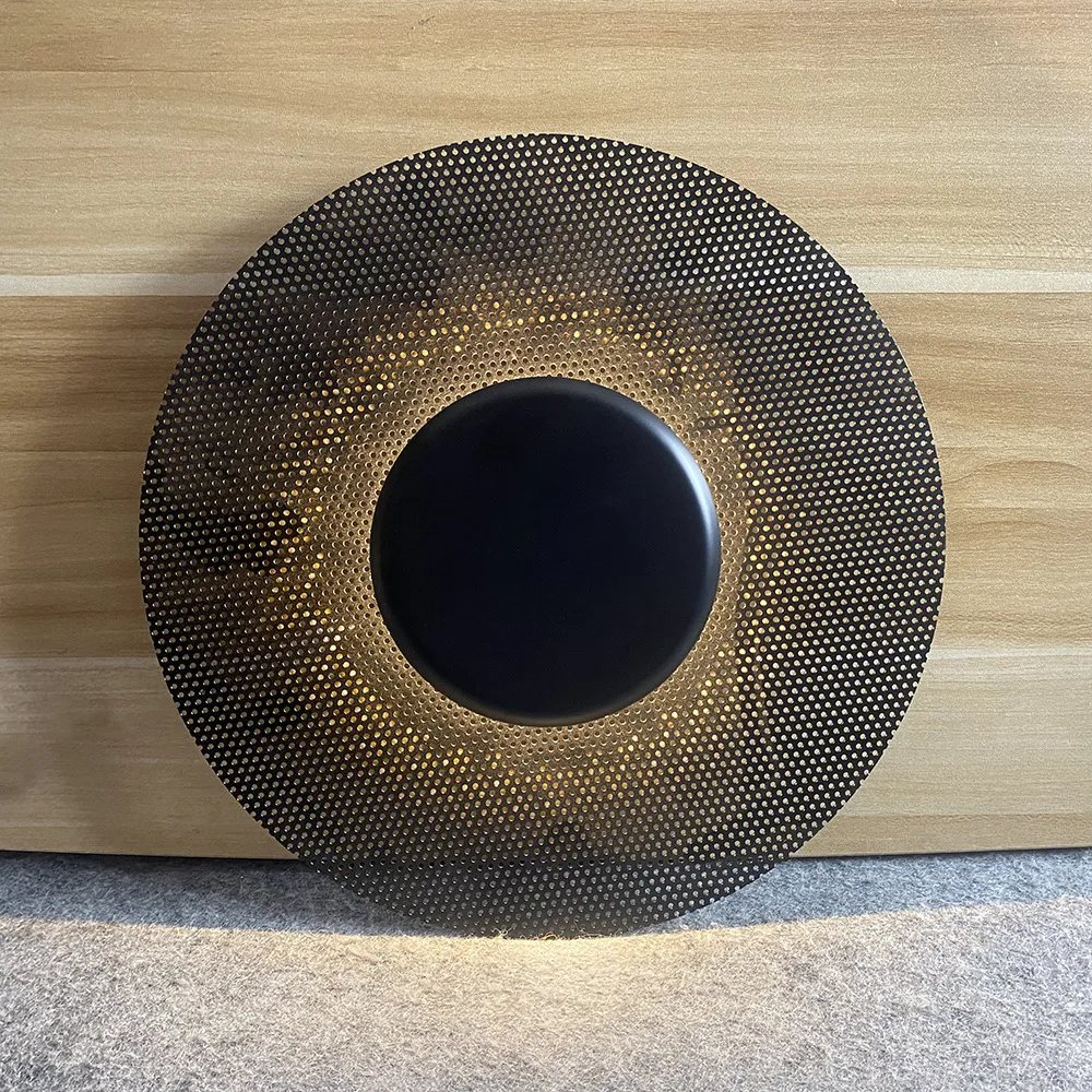 Nordic postmodern minimalist living room background wall wall lamp designer bedside aisle study round flying saucer bedroom