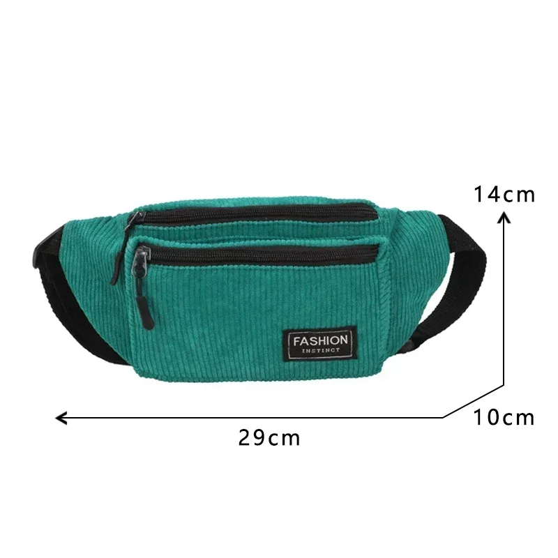 Corduroy Women\'s Waist Bag Small Canvas Ladies Casual Shoulder Crossbody Bags Fashion Fanny Pack Female Solid Color Chest Bag