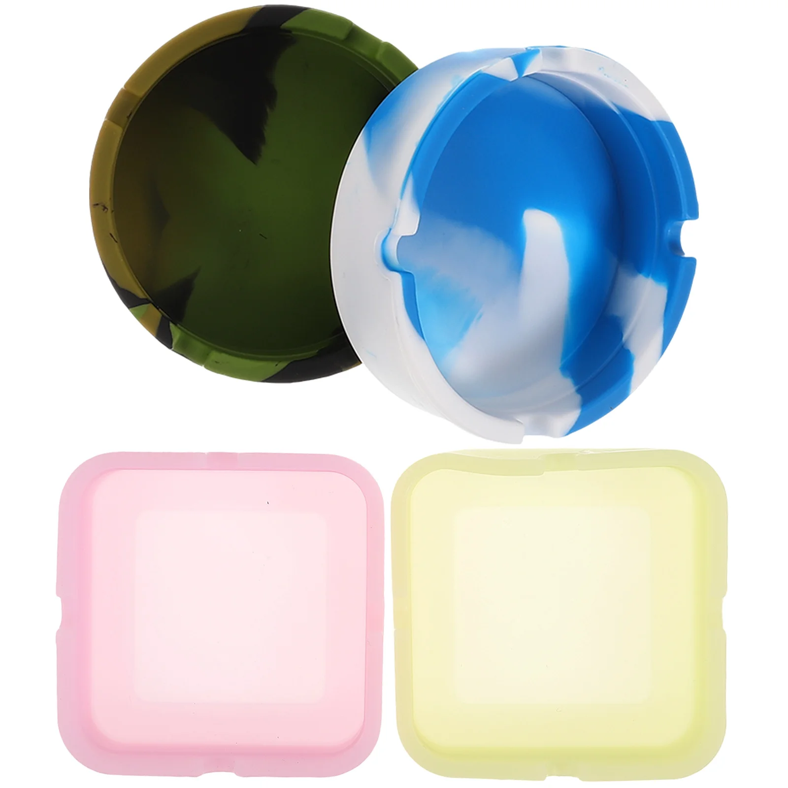 

4 Pcs Small Silicone Tray Ash Festival Tool Soot Dish Ashtray with Lid Home Decor