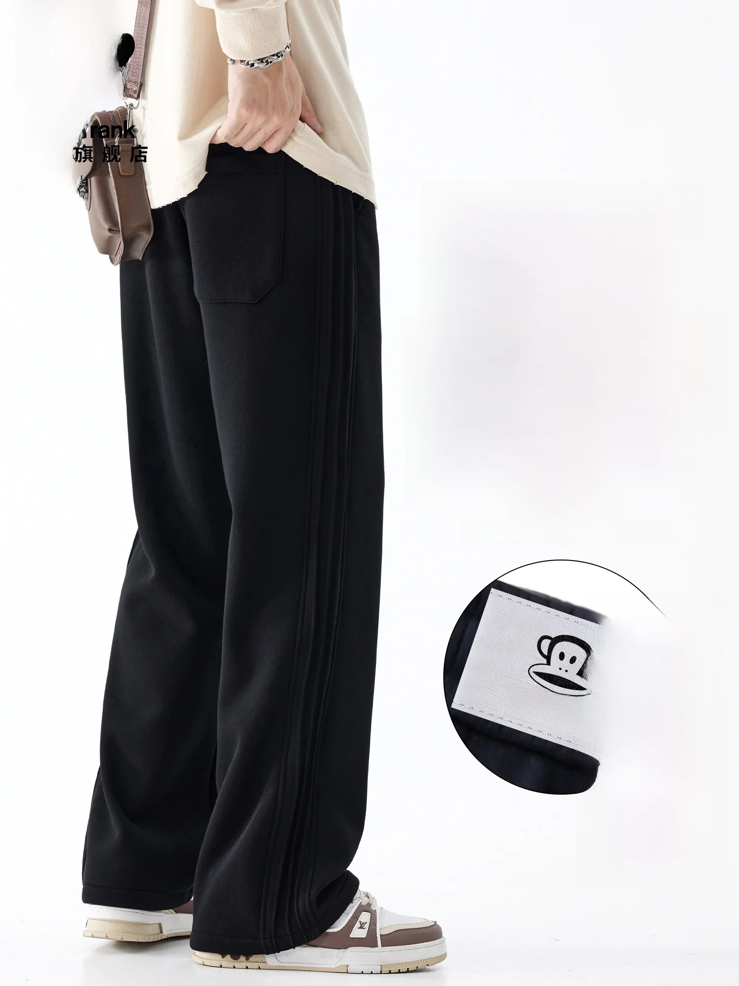 

PaulFrank Men's Fce Lined Loose Fit Casual Pants Thiened Retro American Sle Spring Autumn Straight Leg Spor Leisure ...