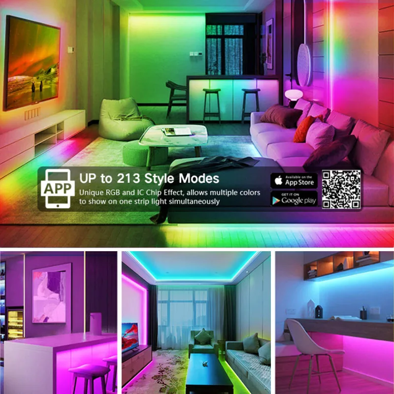 WS2812B Dream LED Strip Lights Bluetooth 5050 DC 12V RGB BCCT RGBW  Dream Color Light Bedroom TV Computer Set+Power Supply