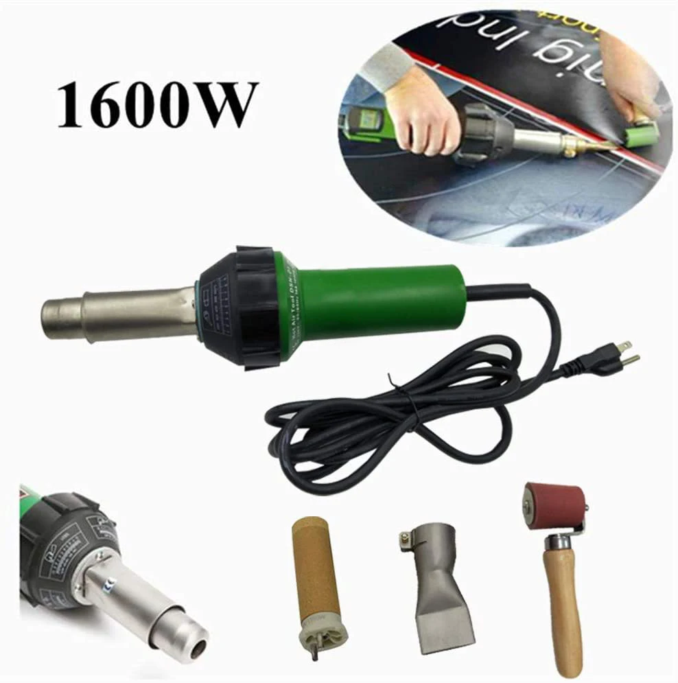 1600W Heat Gun Welding Torch Hot Air Gun with Silicone Roller Flat Nozzle Plastic Welder Roofing Welder Kits Heating Element