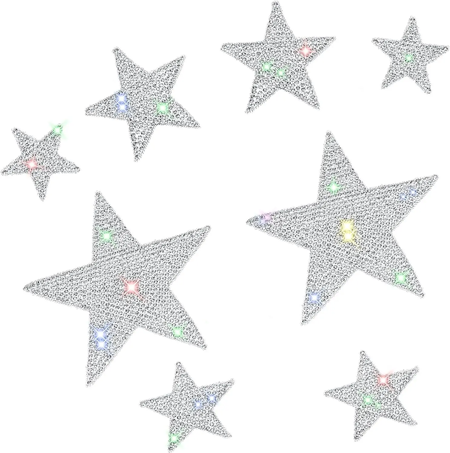 Auto-adesivo Rhinestone Star Adesivos, Decalques de carro, Crystal Diamond Car Adesivos, Glitter Auto Emblema, 8 pcs