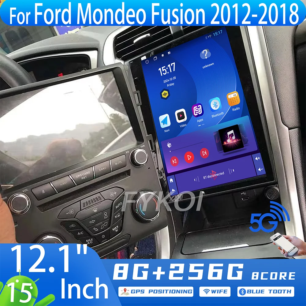 

Android 15 Wirreless Carplay Screen 12.1" For Ford Mondeo Fusion 2012-2018 Car Radio Auto Bluetooth GPS Navigation 4G FM Stereo