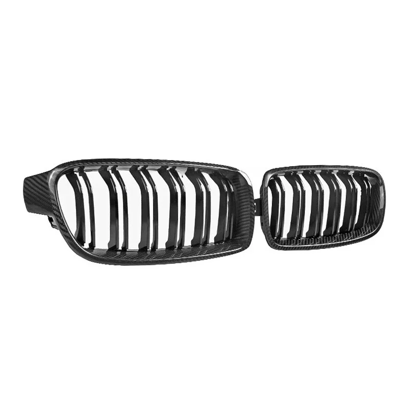 Dry Carbon Fiber Gloss Black Racing Grille for 3 Series 2012-2018 Double Slats Mesh F30 F35 Grill
