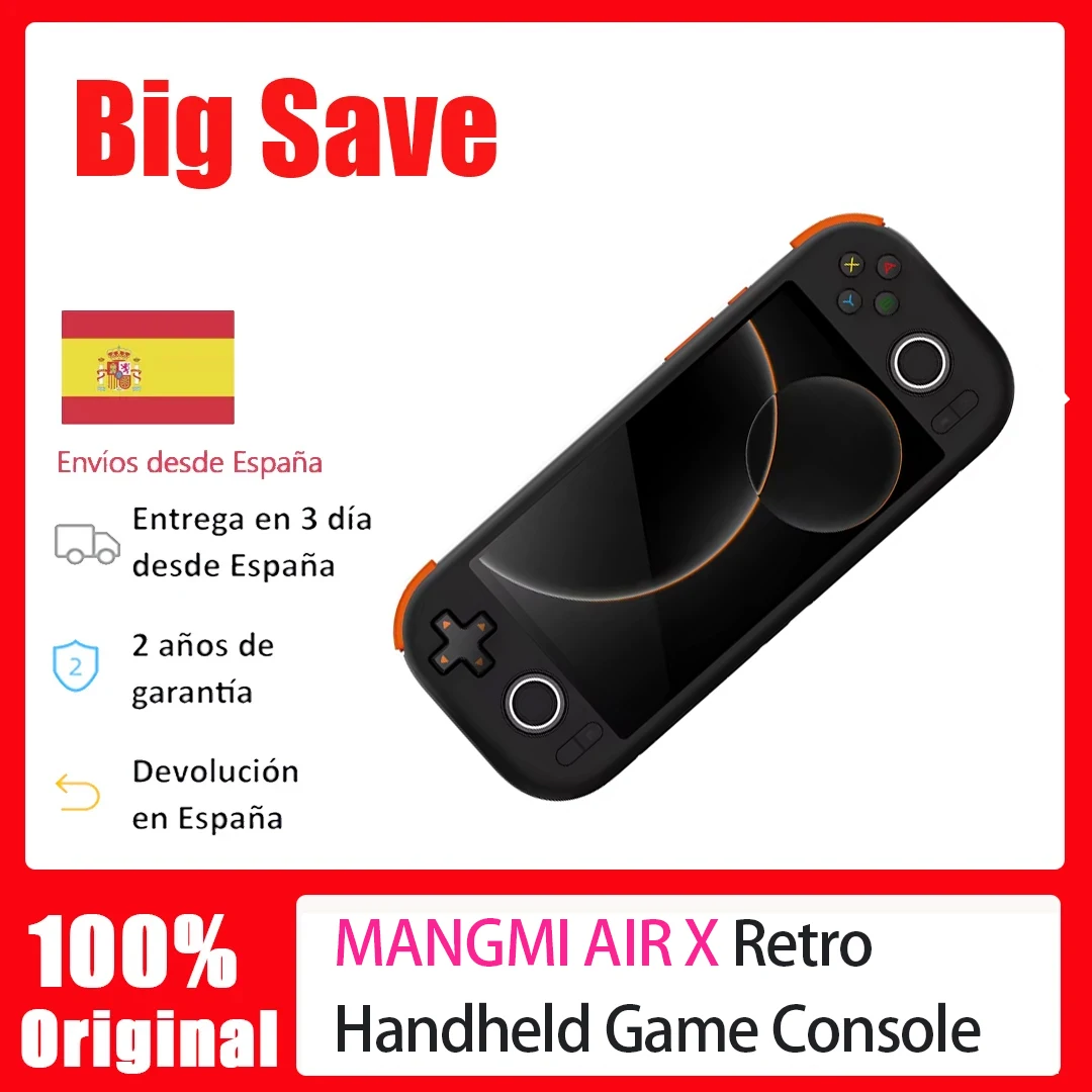 MANGMI AIR X Console portatile per videogiochi retrò – Schermo IPS FHD da 5,5", Joystick Hall, RGB, Snapdragon 662, Android 14, Raffreddamento attivo