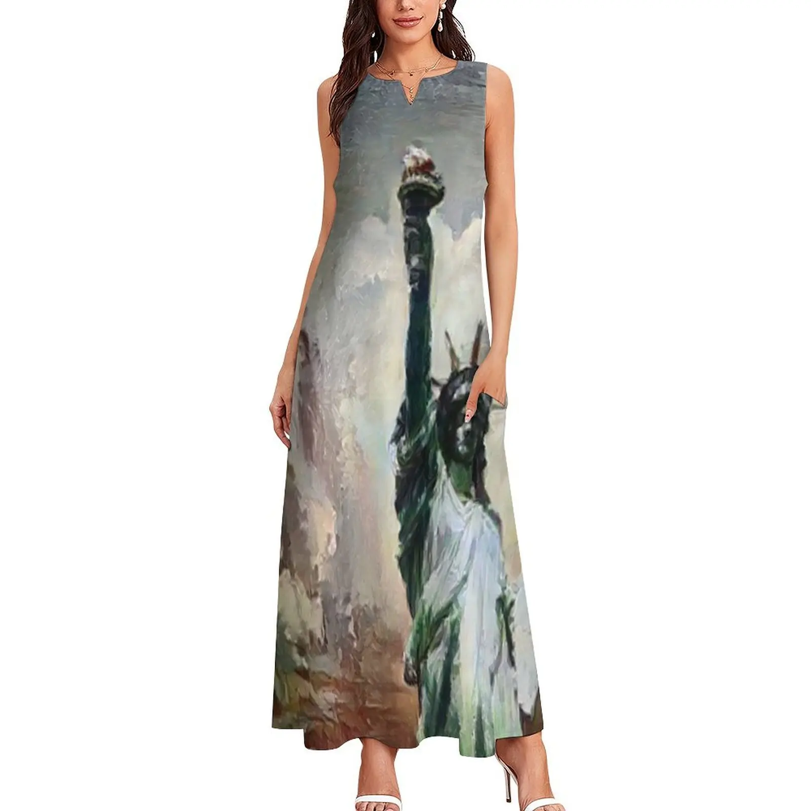 statue of liberty original color Long Dress elegant dresses plus sizes women