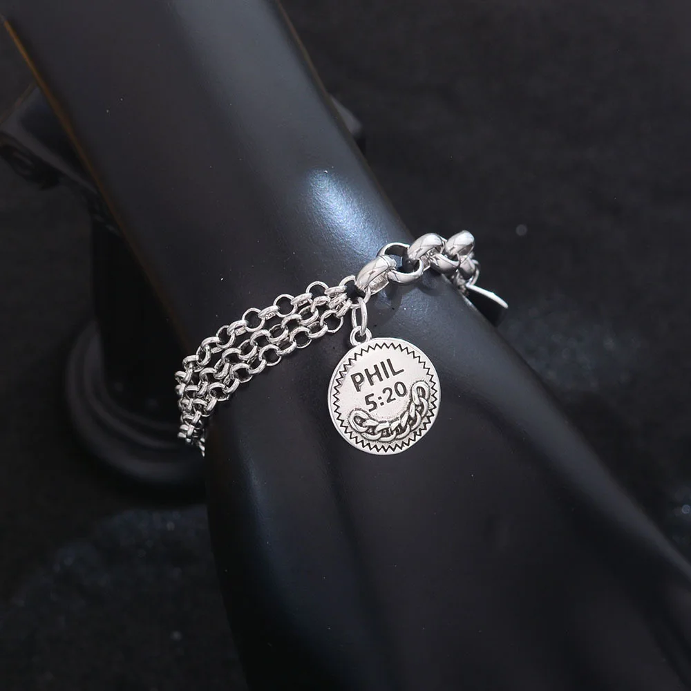 925 pulseiras de prata esterlina para mulheres homens acessórios tendência vintage redondo borla letras simples pingente festa jóias presente