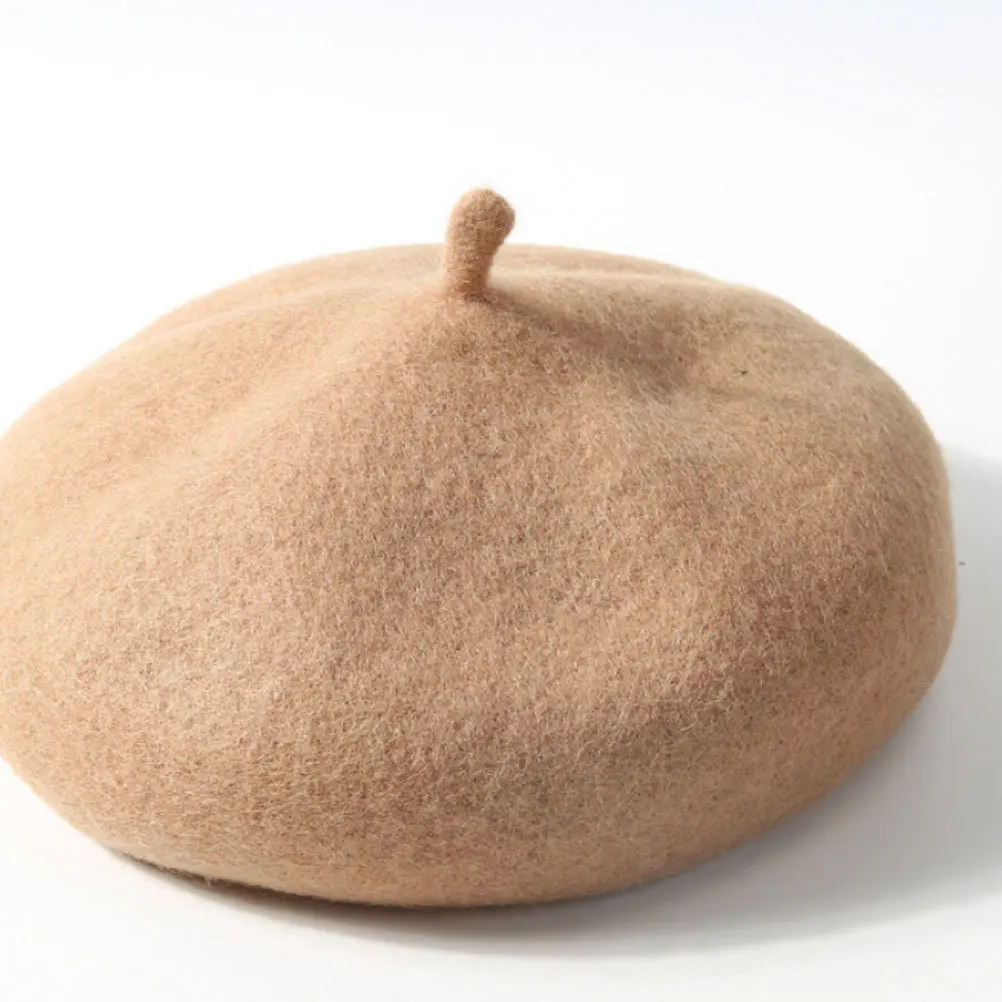

Baby Beret Children Wool Hat Warm Autumn Winter Size M Camel Lightweight Breathable Portable for Girls Outdoor