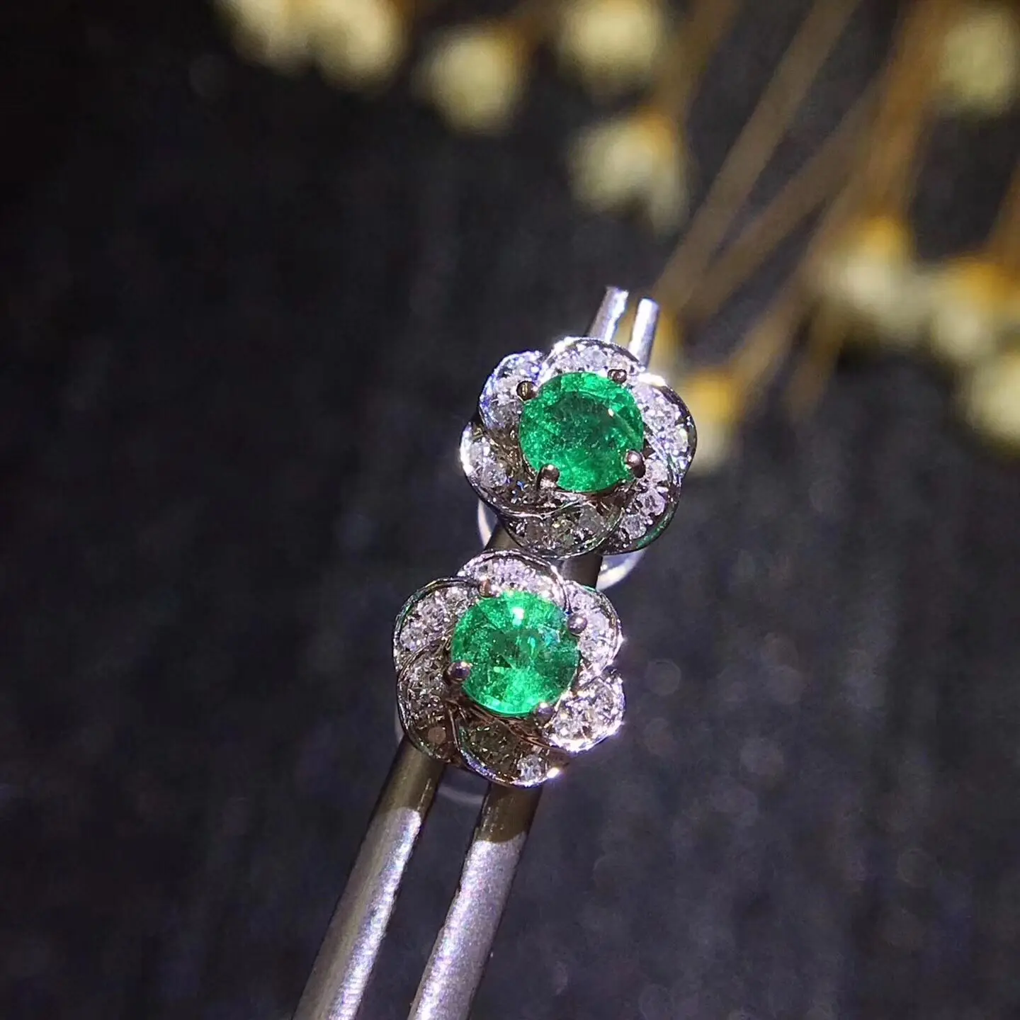 Cute Silver Emerald Earring for Girl 4mm*4mm Natural Emerald Silver Earring 925 Silver Emerald Jewelry Brithday Gift for Woman