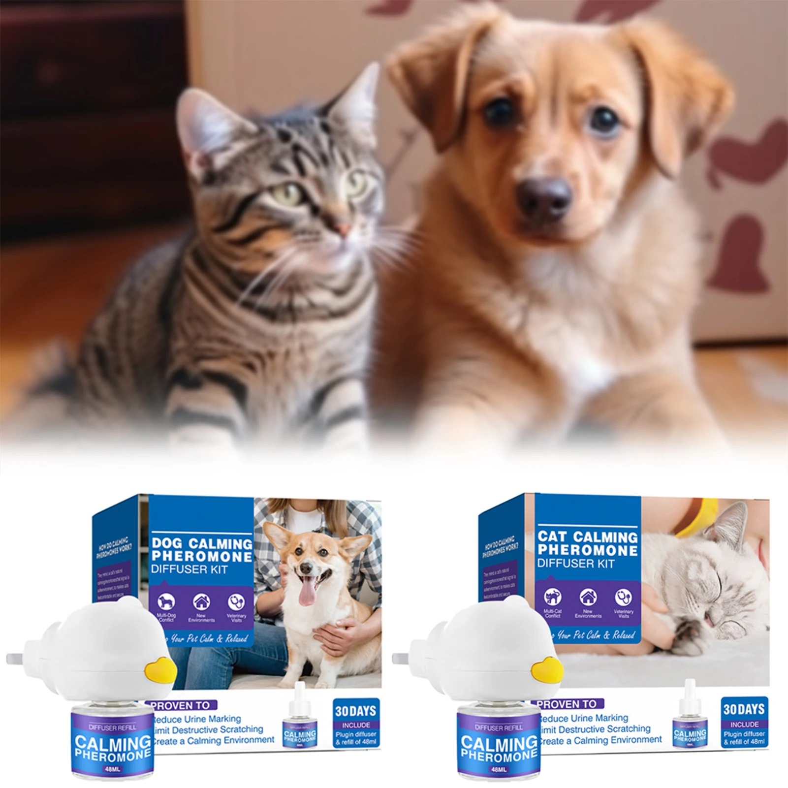 48ml Cat Pheromones Calming Diffuser Premium Pheromone Diffuser For Cats Long Lasting Natural Cat Calming Diffuser Refills