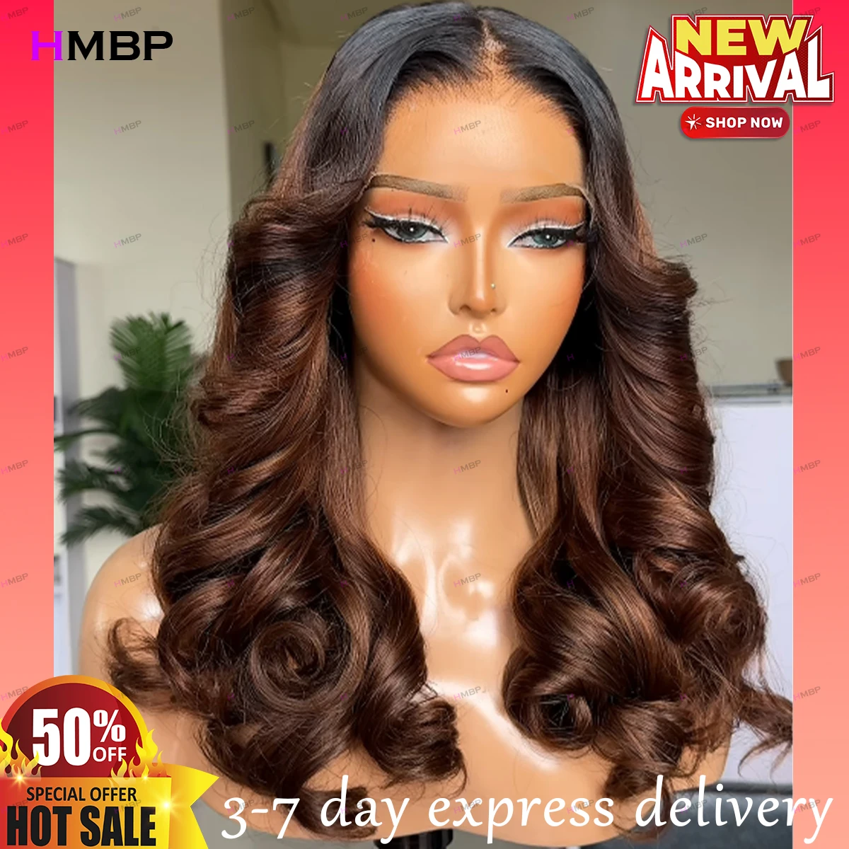 

Rooted Color Bouncy Curly Glueless Lace Frontal Wigs Human Hair Ready To Wear 360/13×6 HD Lace Front Wigs Human Hair For Women