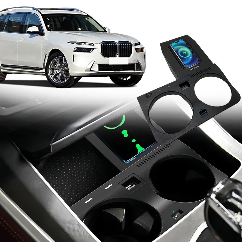 Carregador de Carro Sem Fio 15W para BMW X5 X5M X6 X6M X7 2019-2023 LHD, Suporte de Celular com Carregamento Rápido, Acessório para Telefone
