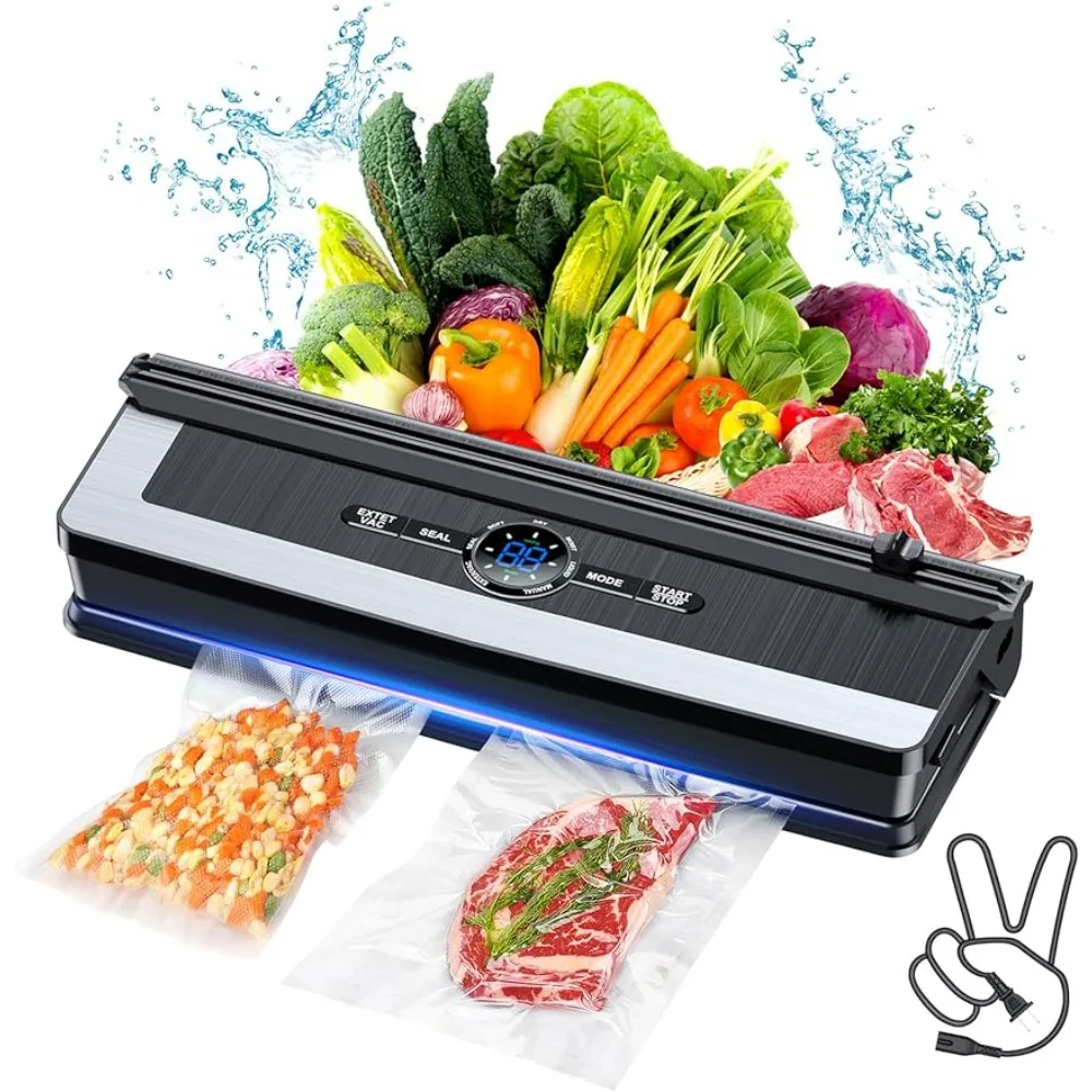 Automatic powerful mini household vacuum preservation machine bags 70kpa dry food and moist food vacuum sealer With Seal Bags