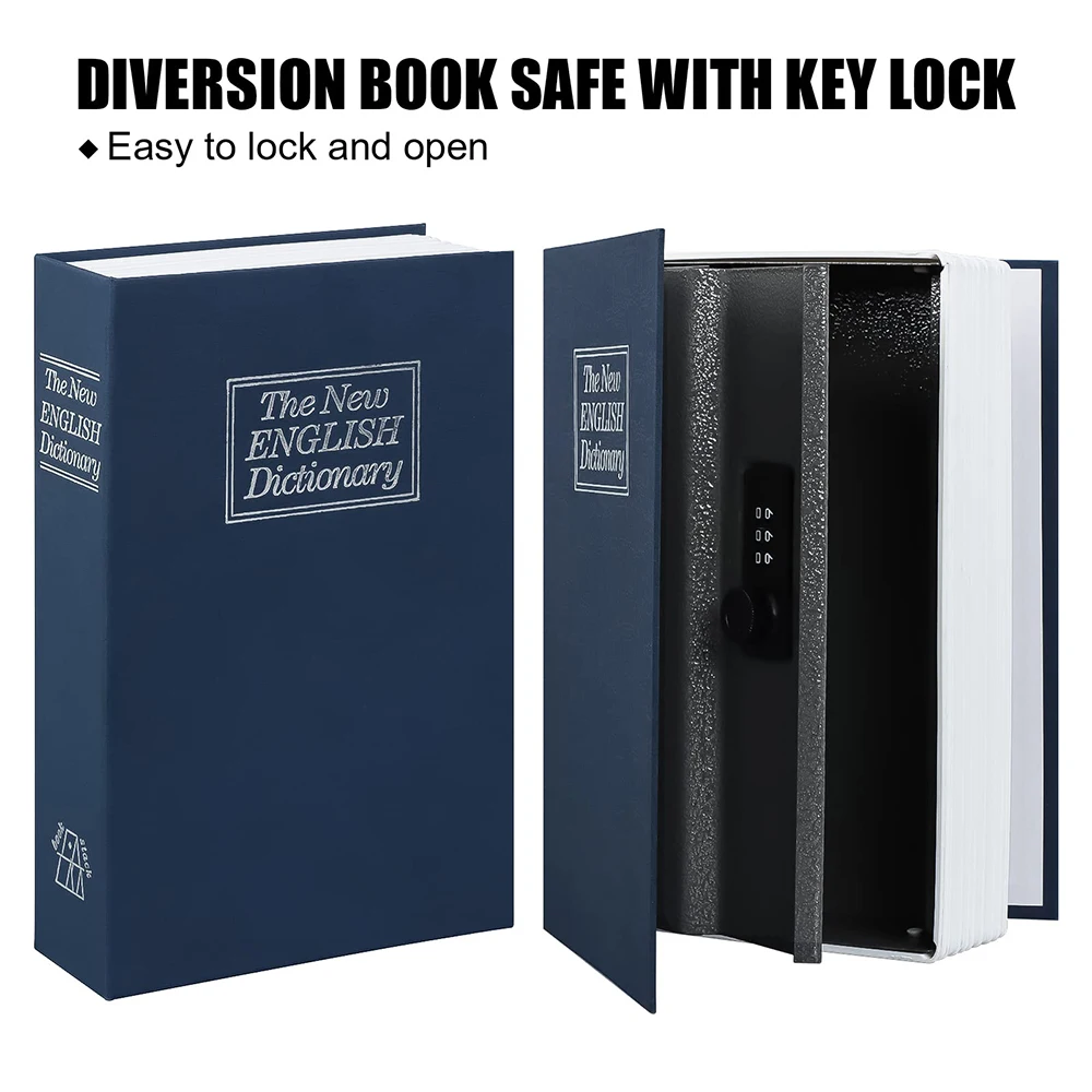 Small Safe Case Booklike with Key Lock - Secure Money and Jewelry Box - Book Disguise - and Secure - Perfect for Home and Office