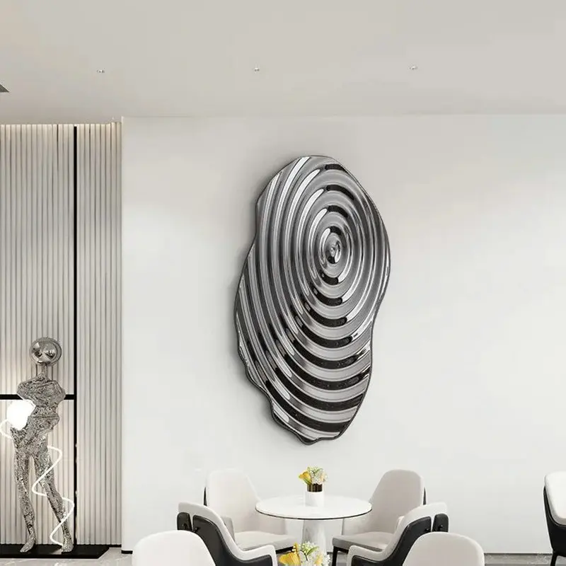 Irregular oval water ripple pattern wall hanging decorations, modern and fashionable stainless steel wall decorations BB023OV