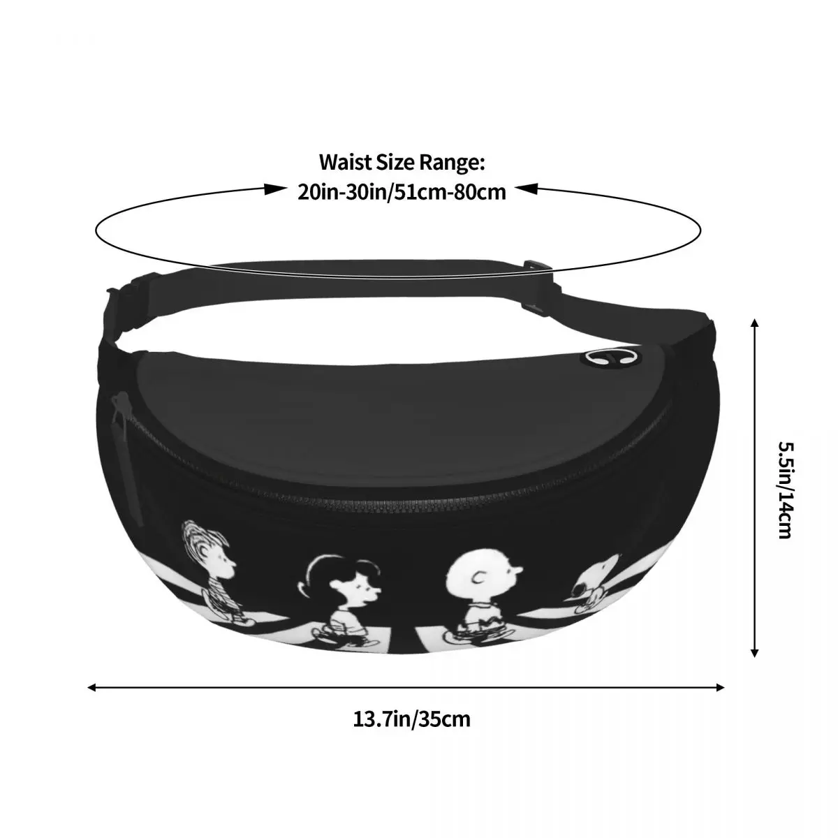 Custom Rock Tees Group Walk S-Snoopys Fanny Pack Women Men Dog Crossbody Waist Bag for Camping Biking Phone Money Pouch