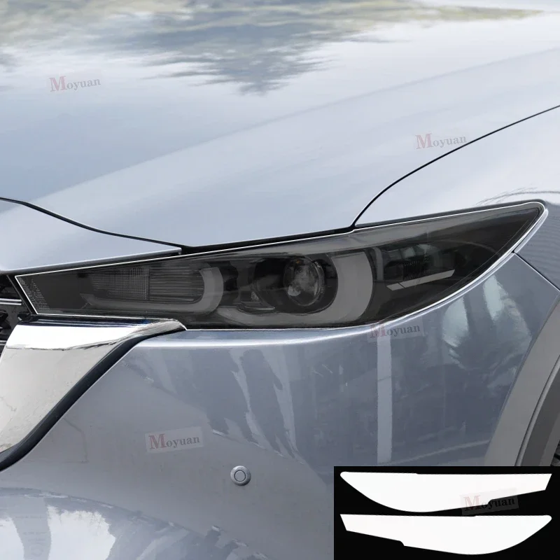 

2 Pcs Car Headlight Protective Film Headlamp Restoration Transparent Black TPU Sticker For Mazda CX-5 2022-2023 Accessories