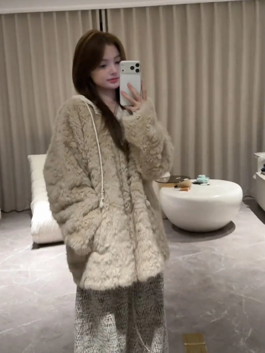 

plus Size Winter Faion Set Warmth Sli Lazy Small Fraance Sle Fur Coat Wide Leg Pants Two Piece Women's Ensemble