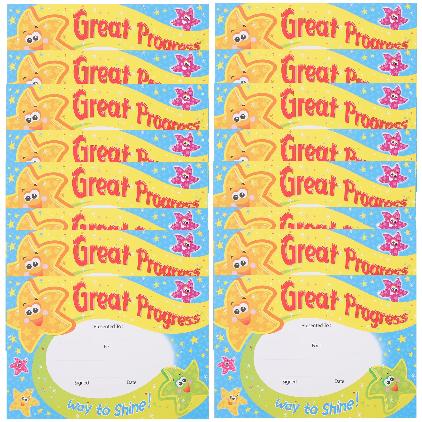 100 ورقة من شهادات جائزة الطالب، شهادات إنجليزية سميكة ملونة مطبوعة للإنجاز والإنجاز #1