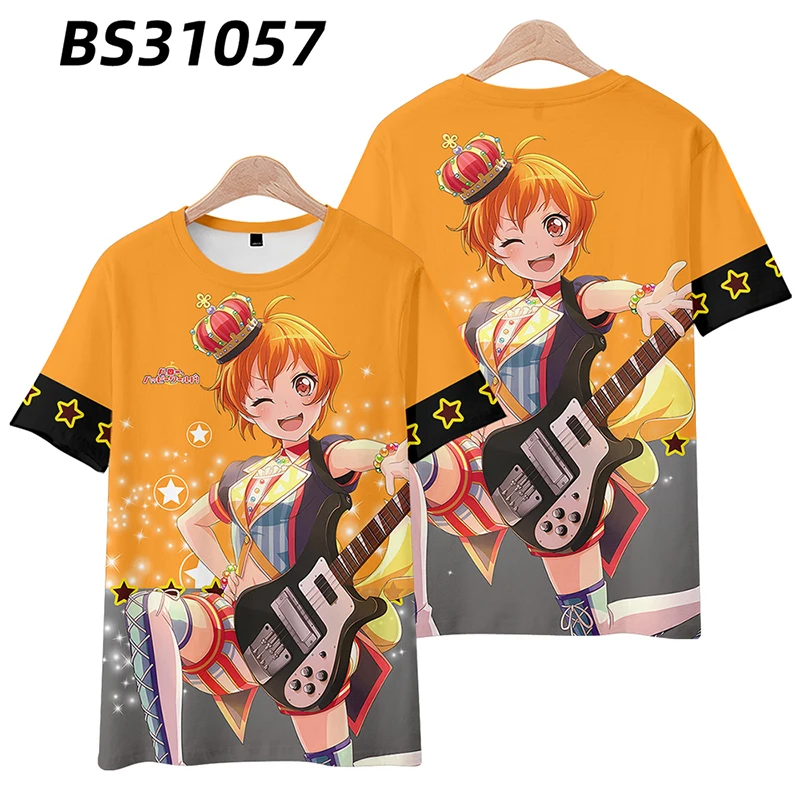 New Anime Band BanG Dream! Poppin\'Party 3D Printed t shirts Men Women Fashion Cartoon Tee Shirt Street Harajuku Short sleeve Top