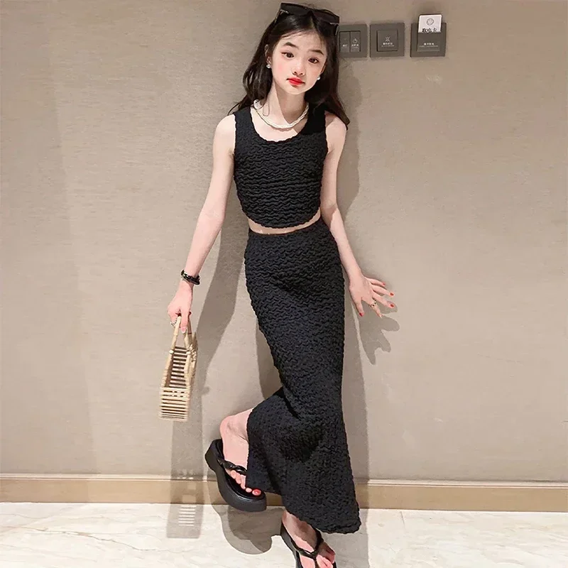 الصيف المراهقات مجموعة ملابس 2023 موضة جديدة الأميرة بلايز + تنورة طويلة ضئيلة 2 قطعة ملابس الاطفال الدعاوى 5 6 8 10 12 14 سنة