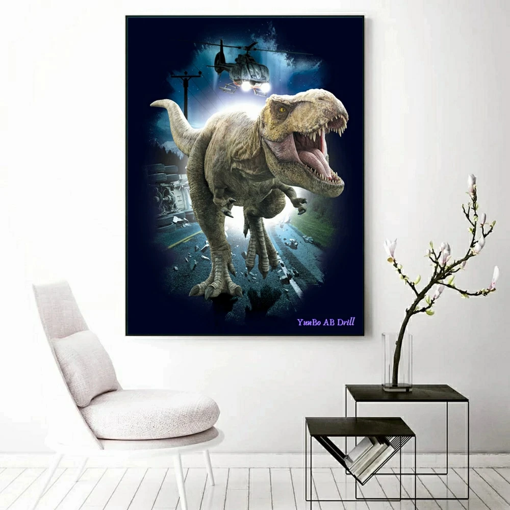 Jurassic World Dinosaur Park AB Diamond Painting Embroidery Tyrannosaurus Animal Art Cross Stitch Mosaic Home Decor Puzzle Hobby