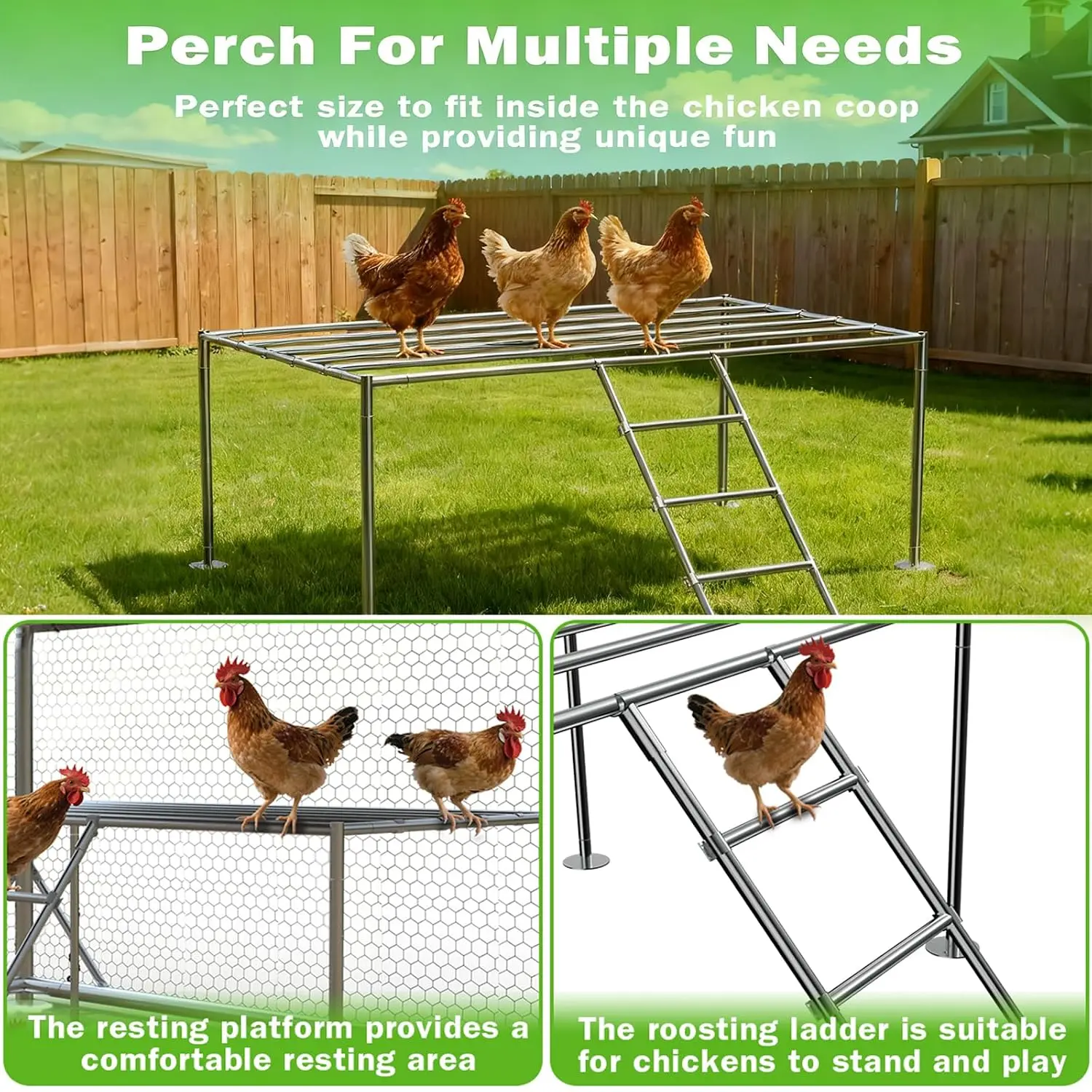 10x26FT Walk-In Metal Chicken Coop, Galvanized Steel Frame with Dutch Door & Perch, 420D Waterproof Cover, Reinforced Base