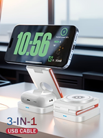 100W Wireless Charger iPhone Magnetic Foldable Wireless Charging Station for iPhone 16 15 14 13 12 Pro Apple Watch 8 9 Airpods
