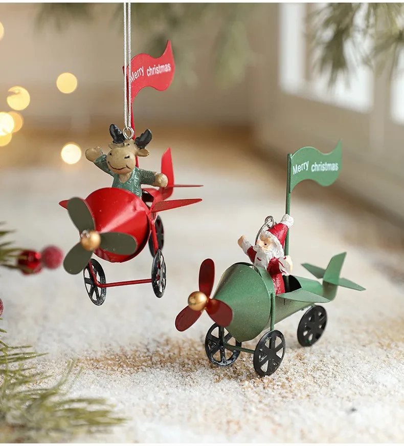 Interesting creative Christmas desktop ornaments Santa Claus elk resin iron small ornaments Xmas home holiday decoration